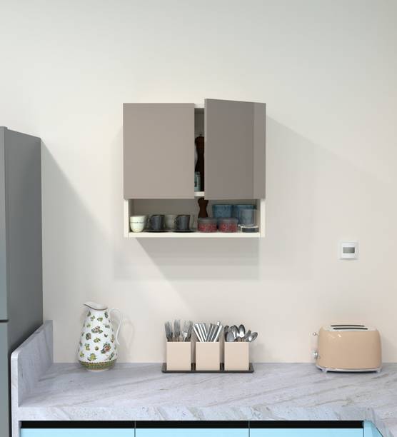 SPECIALITY PANELS 2 Door Mirror glossy triple layer UV resistant handless shutter, Organizer Shelf Engineered Wood Crockery Cabinet