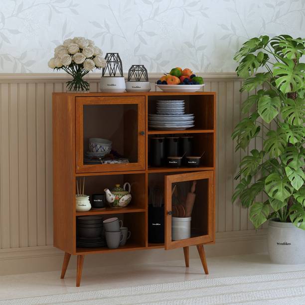 WOODUKOO Solstice Kitchen Storage Cabinet Solid Wood Crockery Cabinet