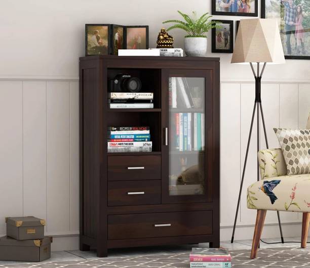 Krishna Wood Decor Solid Sheesham Wood Kitchen Cabinet With Multiple Shelves For Kitchen/ Storage | Solid Wood Kitchen Cabinet