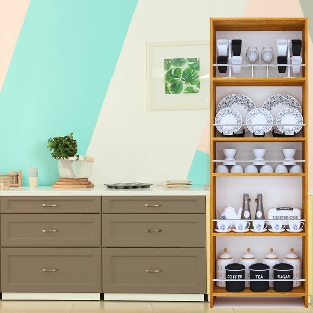 SPECIALITY PANELS Free Standing Tall units with 5 Open Shelves & Termites Resistance Engineered Wood Kitchen Cabinet