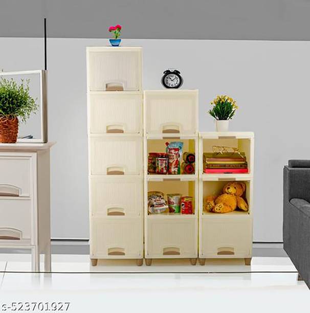 MAXTID 5 Layer White component Plastic Modular Drawer for Office, Hospital, school Plastic Semi-Open Book Shelf