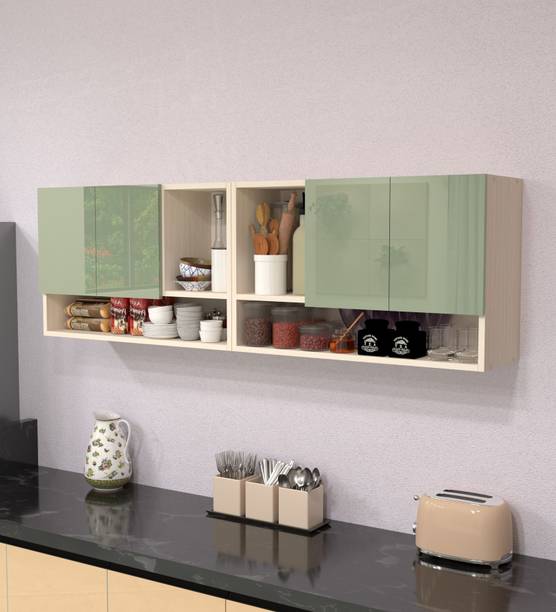 SPECIALITY PANELS 4 Door Mirror Glossy triple layered handless shutter Free assembly by Brand Engineered Wood Kitchen Cabinet