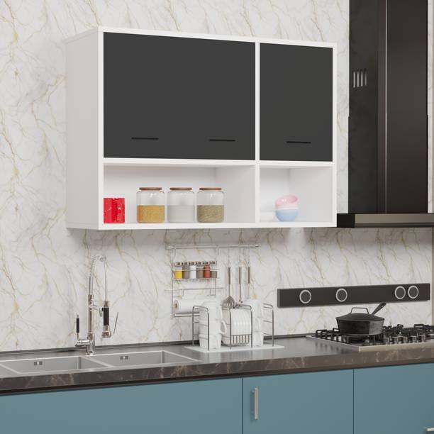 Divysa 3 Door Wall Mounted Cabinet with Open Shelves | Engineered Wood Kitchen Cabinet