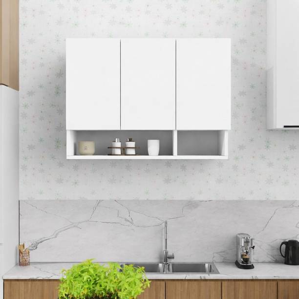 Divysa 3 Door Wall Mounted Kitchen Cabinet | Modular Storage Cupboard with Shelves Engineered Wood Kitchen Cabinet