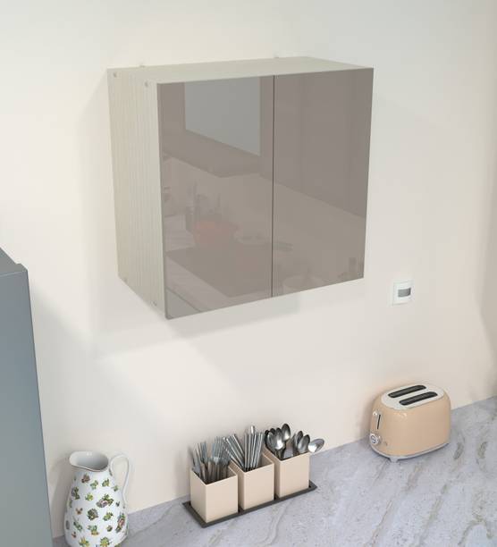 SPECIALITY PANELS 2 Door Mirror Glossy triple layered UV resistant handless shutter, French cleat Engineered Wood Kitchen Cabinet