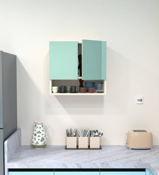 SPECIALITY PANELS 2 Door Mirror glossy triple layer UV resistant handless shutter, Organizer Shelf Engineered Wood Crockery Cabinet