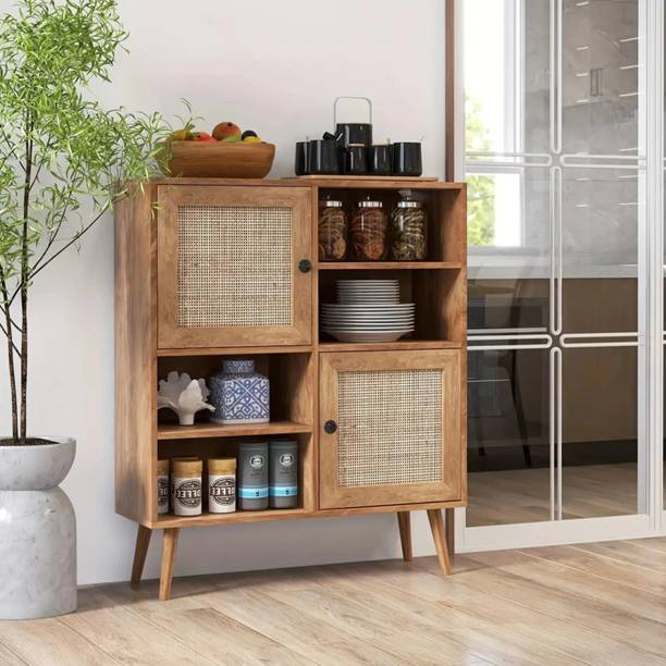 WOODUKOO Solstice Kitchen Storage Cabinet Solid Wood Crockery Cabinet