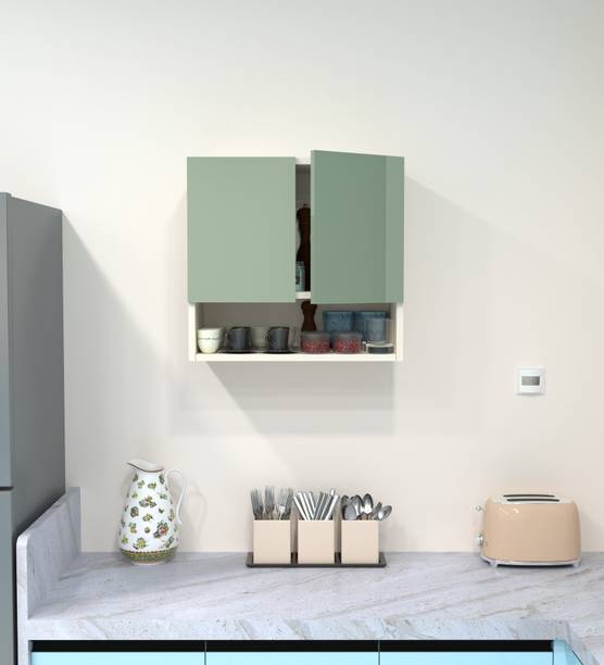 SPECIALITY PANELS 2 Door Mirror glossy triple layer UV resistant handless shutter, Organizer Shelf Engineered Wood Crockery Cabinet