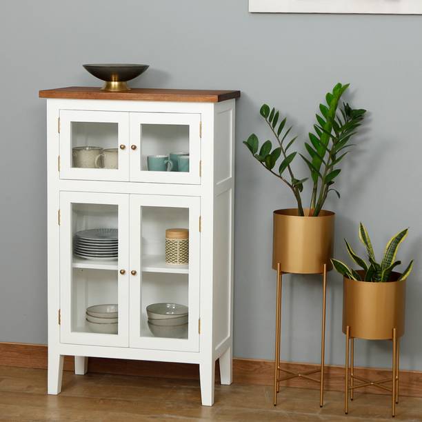 WOODUKOO Nova Kitchen Cabinet Solid Wood Crockery Cabinet