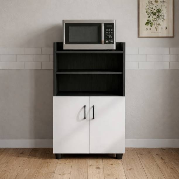 Home Full Wenge With White Engineered Wood Kitchen Cabinet