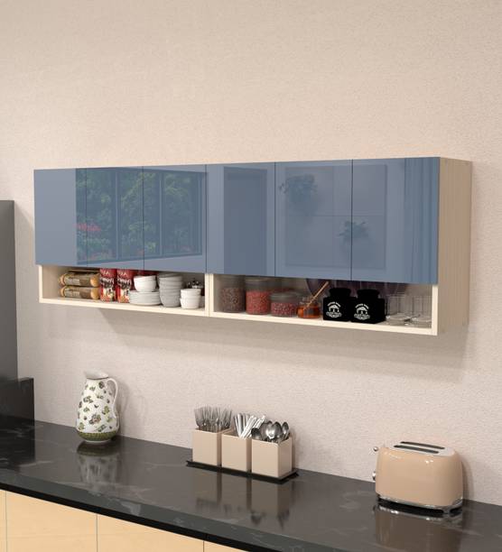 SPECIALITY PANELS 6 Door Mirror glossy triple layer UV resistant handless shutter, Organizer Shelf Engineered Wood Crockery Cabinet