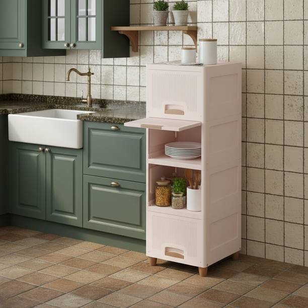 GROTHEORY Smart Multi-Layer Storage Cabinet And Drawer for Kitchen Essentials Plastic Kitchen Cabinet
