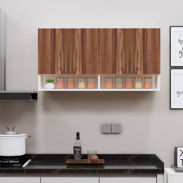Flipkart Perfect Homes Space-Saving Wall Hanging 4 Doors Cupboard Organizer with 4 Shelves,French Cleat Engineered Wood Kitchen Cabinet