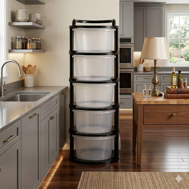 Vallaree 5 Layer Kitchen Cabinet Storage Organizer Multipurpose Plastic Kitchen Cabinet