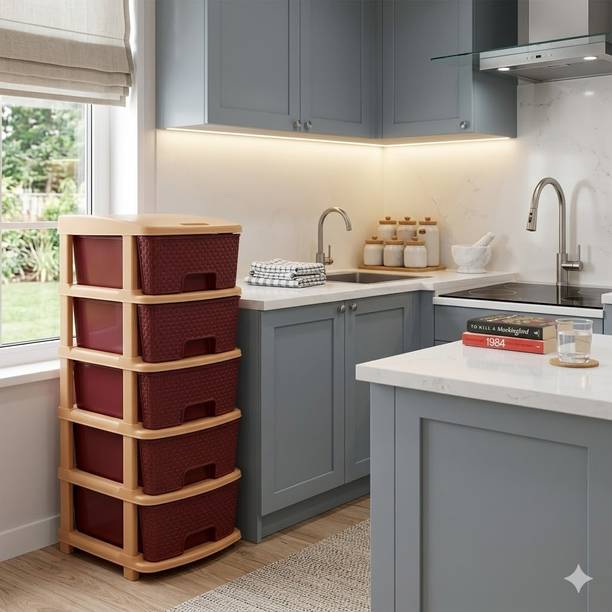 Vallaree 5 Layer Kitchen Cabinet Storage Organizer Multipurpose Plastic Kitchen Cabinet