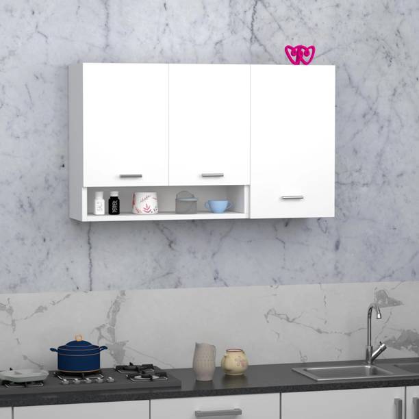 FunTree Multipurpose Use Wall Mount Kitchen Cabinet with 3 Doors for Kitchen, Office Engineered Wood Kitchen Cabinet