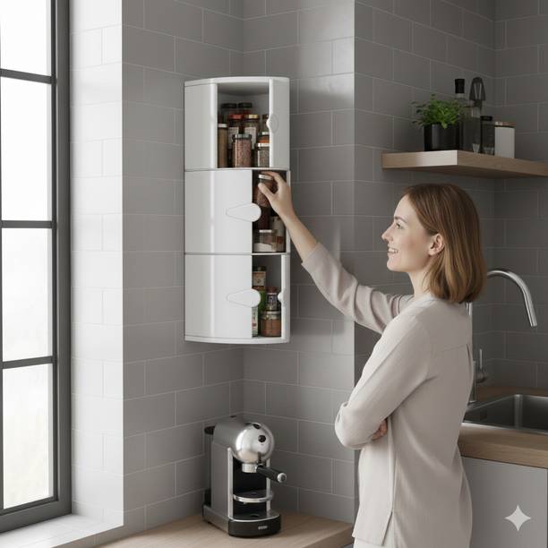 CIPLA PLAST Triple Door Cabinet for Storage | Storage Racks for Home | Plastic Kitchen Cabinet