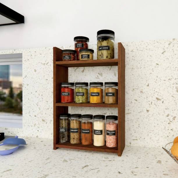 Ecoline 3-Tier Wooden Spice Organizer Engineered Wood Crockery Cabinet