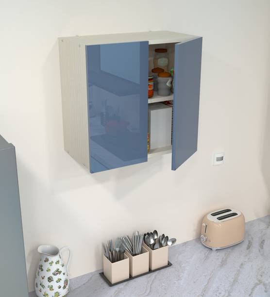 SPECIALITY PANELS 2 Door Mirror Glossy triple layered UV Resistant handless shutter, French cleat Engineered Wood Kitchen Cabinet