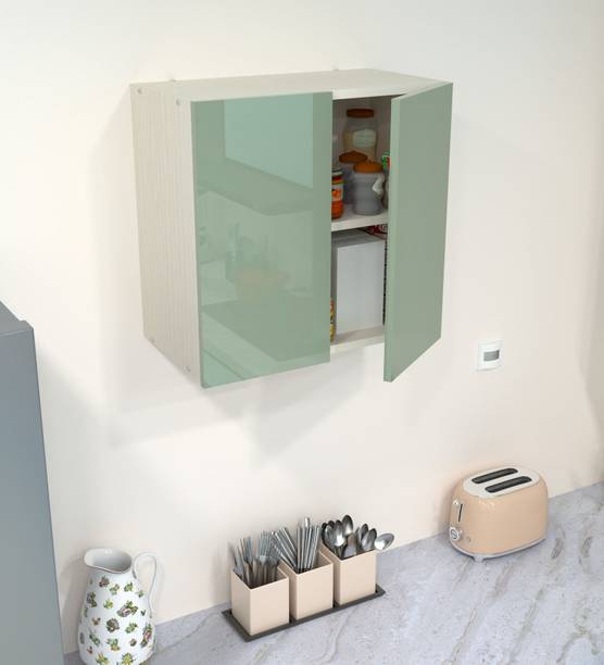 SPECIALITY PANELS 2 Door Mirror Glossy triple layered UV resistant handless shutter, French cleat Engineered Wood Crockery Cabinet