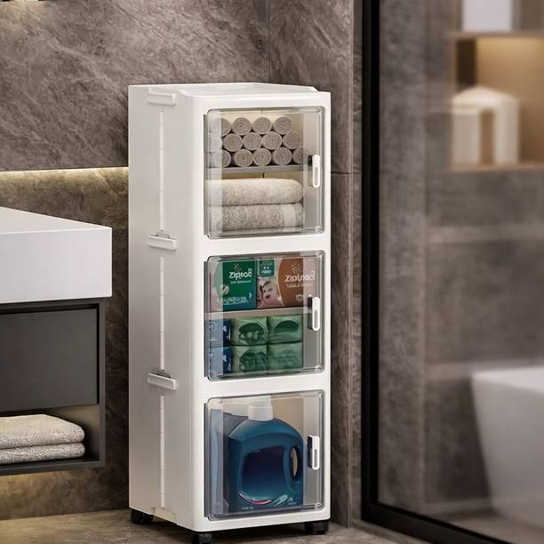 Sasimo 3 Door 6 Shelf Foldable Cabinet Plastic Cupboard For Storage Modular Drawer Plastic Kitchen Cabinet
