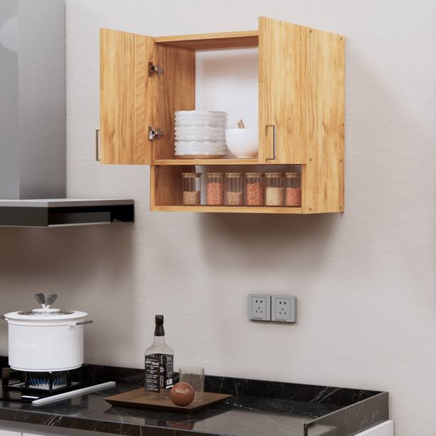 Flipkart Perfect Homes Space-Saving Wall Hanging 2 Doors Cupboard with 2 Shelves, French Cleat Engineered Wood Kitchen Cabinet