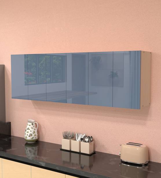 SPECIALITY PANELS 6 Door Mirror Glossy triple layered UV Resistant handless shutter, French cleat Engineered Wood Crockery Cabinet