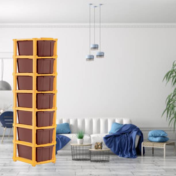 MAXTID 7 Layer Brown Compartment Storage Organiz for Home/Parlour and Storage Solution Plastic Kitchen Cabinet