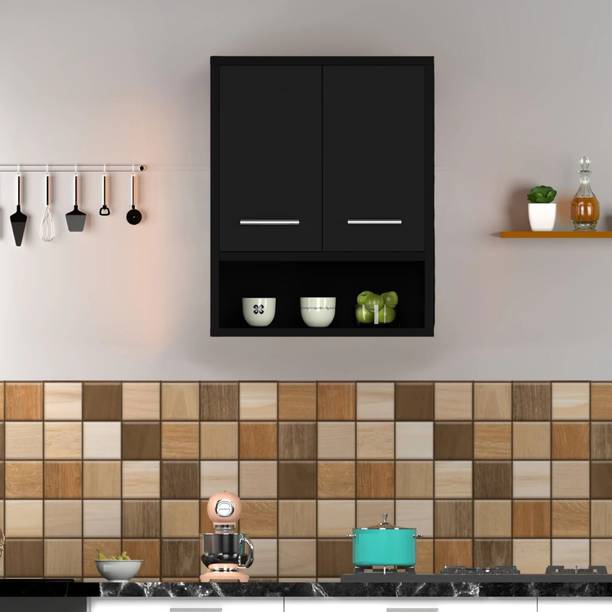 FunTree 2 Doors Wall-Mounted Kitchen Cabinet with Open Storage Shelf for Home Kitchen Engineered Wood Kitchen Cabinet