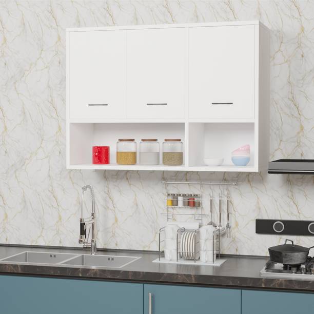 Divysa 3 Door Wall Mounted Cabinet with Open Shelves | Engineered Wood Kitchen Cabinet