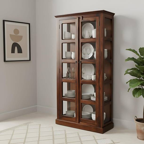 SONA ART & CRAFTS Vista Solid Sheesham Wood Crockery with 2 Door Storage Solid Wood Crockery Cabinet