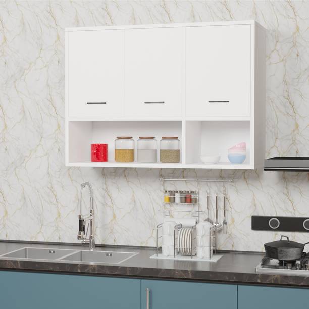 Ladybug 3 Door Wall Mounted Cabinet with Open Shelves | Engineered Wood Kitchen Cabinet