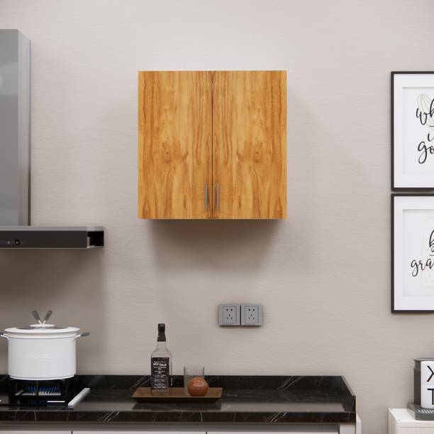 BLACKWOODS Space-Saving Wall Hanging 2 Doors Cupboard with 2 Shelves, French Cleat Engineered Wood Kitchen Cabinet