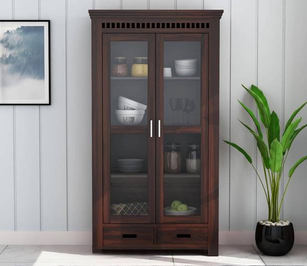 BAGARI ARTS Solid Sheesham Wood Kitchen Storage Cabinet | Multi-Shelf Unit for Crockery Solid Wood Kitchen Cabinet