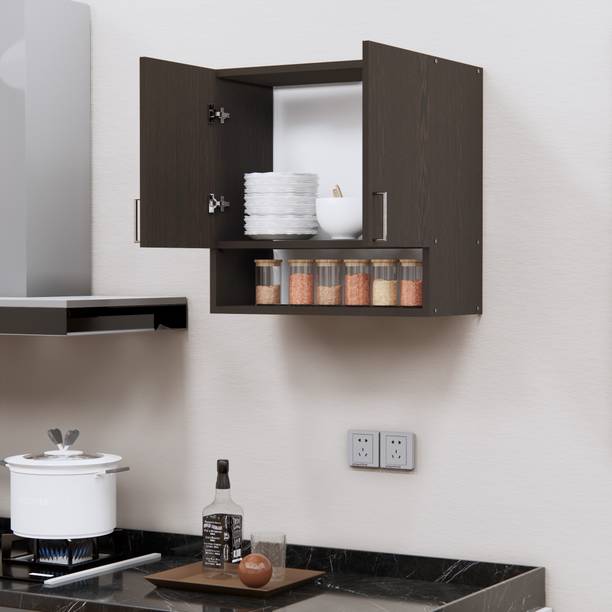 Flipkart Perfect Homes Space-Saving Wall Hanging 2 Doors Cupboard with 2 Shelves, French Cleat Engineered Wood Kitchen Cabinet