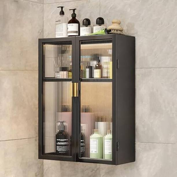 MIORAH Bathroom Storage Cabinet 2-Layer Shelf 40 cm Wall Mounted Organizer Metal Kitchen Cabinet