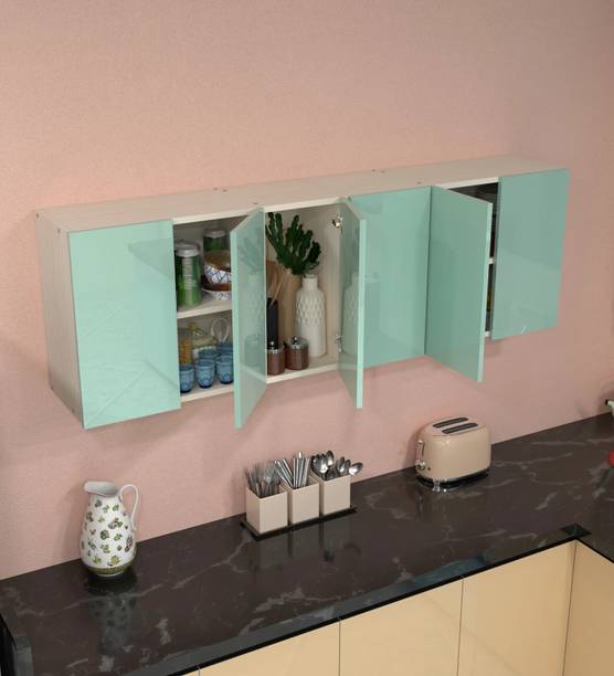 SPECIALITY PANELS 6 Door Mirror Glossy triple layered UV Resistant handless shutter, French cleat Engineered Wood Crockery Cabinet