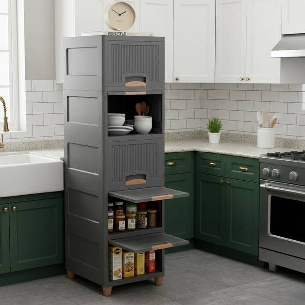 GROTHEORY Smart Multi-Layer Storage Cabinet And Drawer for Kitchen Essentials Plastic Kitchen Cabinet