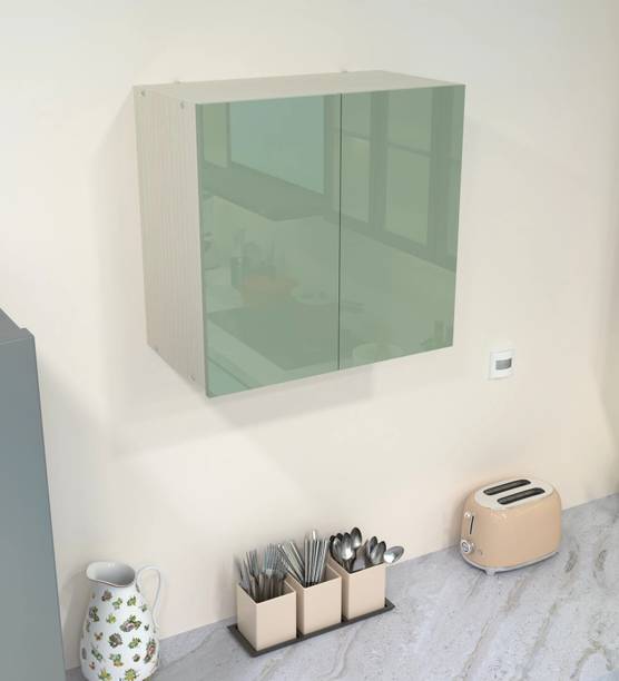 SPECIALITY PANELS 2 Door Mirror Glossy triple layered UV resistant handless shutter, French cleat Engineered Wood Kitchen Cabinet