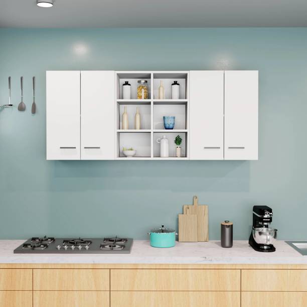 Divysa 4 Door with Mid Shelf Wall Mounted Kitchen Cabinet for Home Kitchen Engineered Wood Kitchen Cabinet