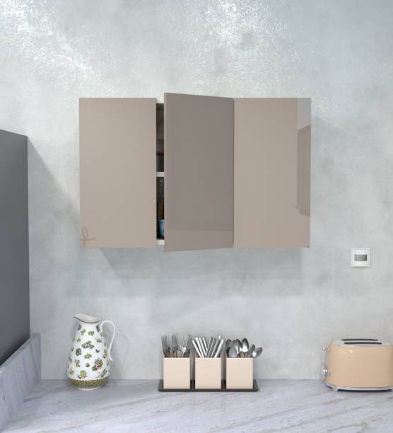 SPECIALITY PANELS 3 Door Mirror Glossy triple layered UV resistant handless shutter, French cleat Engineered Wood Crockery Cabinet