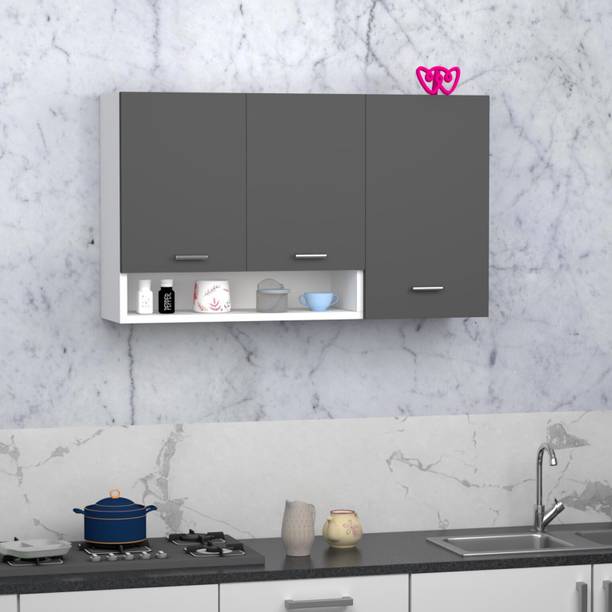 FunTree Multipurpose Use Wall Mount Kitchen Cabinet with 3 Doors for Kitchen, Office Engineered Wood Kitchen Cabinet