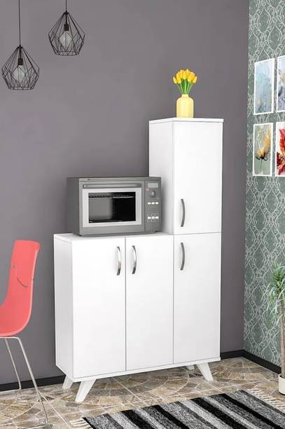 Ladybug 4 Door Multi Purpose Microwave Stand Kitchen Cabinet for Home Kitchen Engineered Wood Kitchen Cabinet