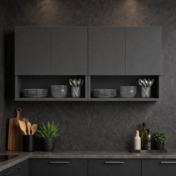 Divysa Wall Mounted Kitchen Cabinet 4 Door with 2 Open Shelves Storage for Home Kitchen Engineered Wood Kitchen Cabinet