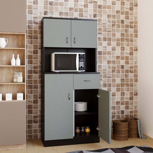 Home Full Jupiter Kitchen Cabinet Wenge with Grey Engineered Wood Kitchen Cabinet