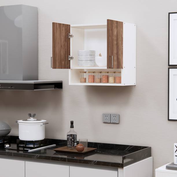 Flipkart Perfect Homes Space-Saving Wall Hanging 2 Doors Cupboard with 2 Shelves, French Cleat Engineered Wood Kitchen Cabinet