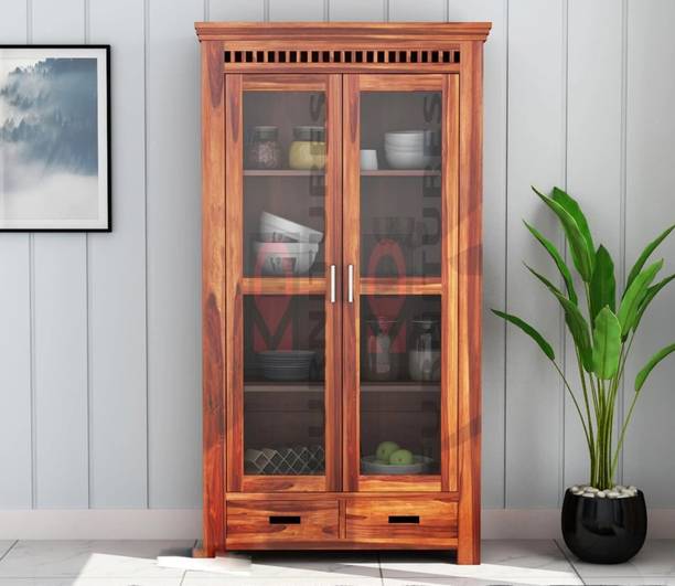 BAGARI ARTS Solid Sheesham Wood Kitchen Storage Cabinet | Multi-Shelf Unit for Crockery Solid Wood Kitchen Cabinet