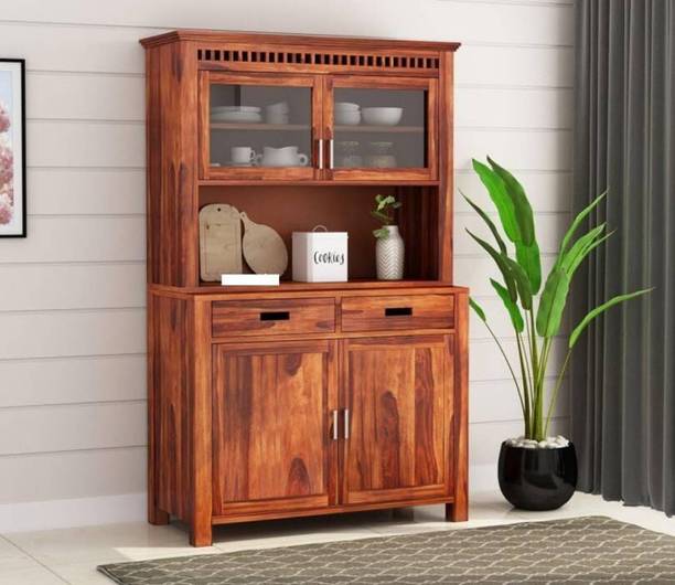 BAGARI ARTS Solid Sheesham Wood Kitchen Storage Cabinet | Multi-Shelf Unit for Crockery Solid Wood Kitchen Cabinet