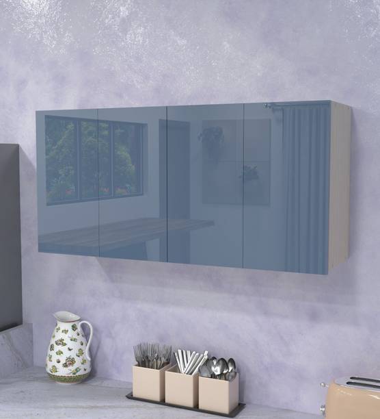 SPECIALITY PANELS 4 Door Mirror Glossy UV Resistant handless shutter Free Installation Engineered Wood Kitchen Cabinet
