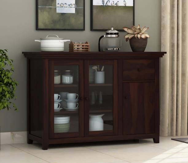 BAGARI ARTS Solid Sheesham Wood Kitchen Storage Cabinet | Multi-Shelf Unit for Crockery Solid Wood Kitchen Cabinet